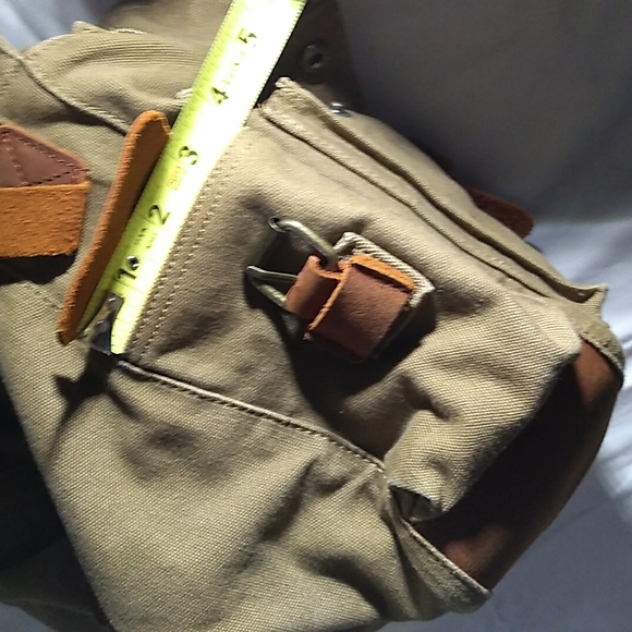 NEW S.C.Cotton Super Spacious Army Green Tan Canvas Leather Trim Messenger Bag - Picture 5 of 16
